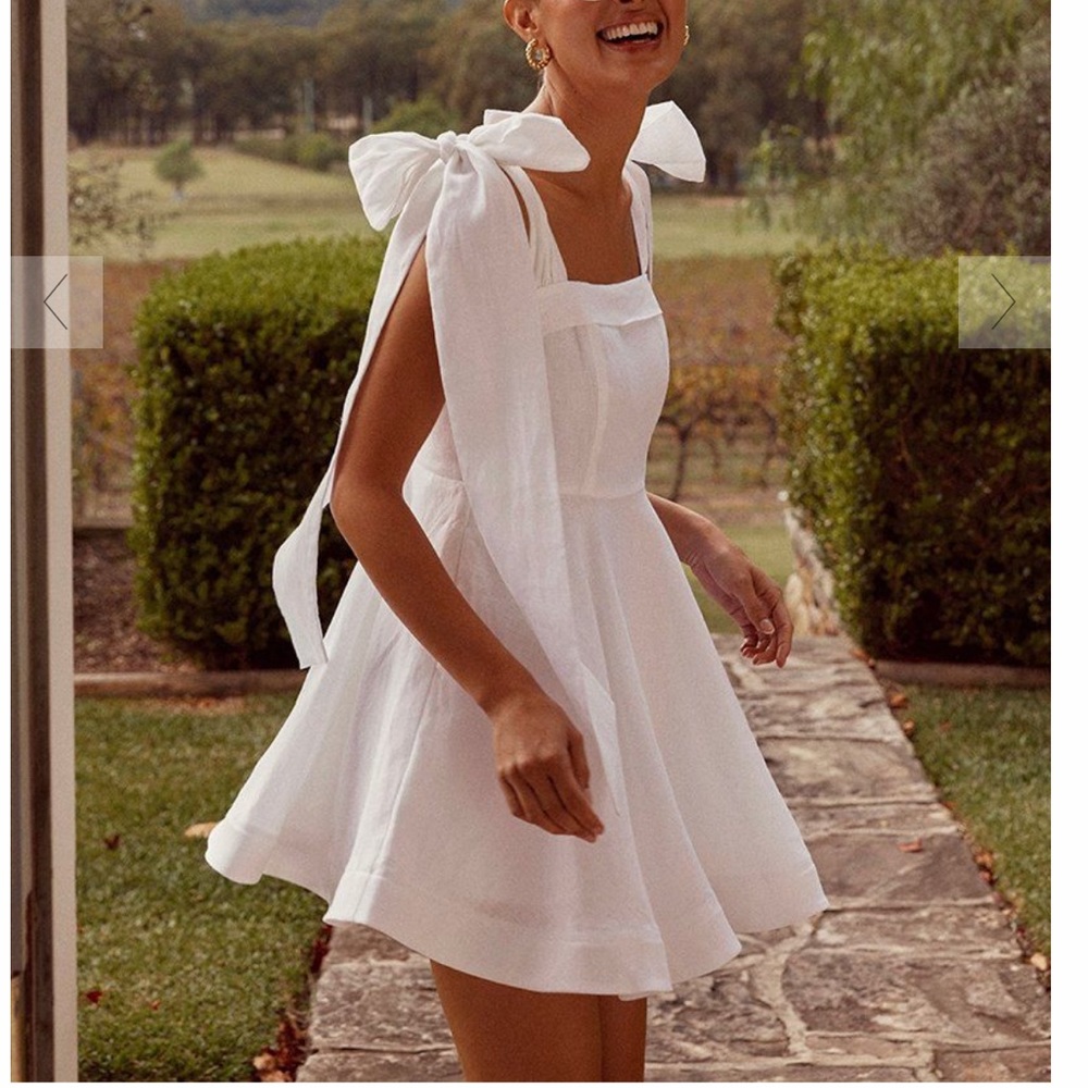 NWT Dissh Aisle White Linen Mini Dress sz 8